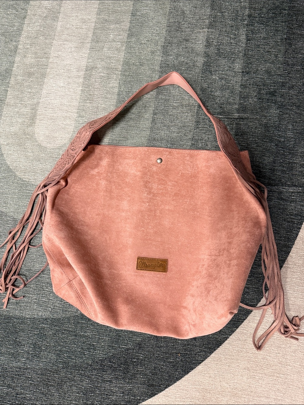 Wrangler Dusty Rose Suede Fringe Shoulder Bag